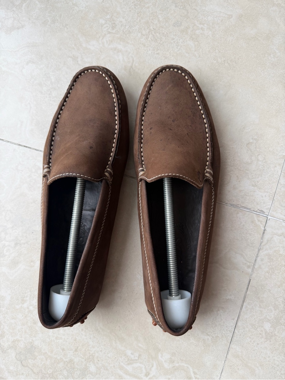 Tod's Brown Suede Slip-On Loafers with Contrast Stitching